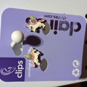 NWT "Claire's" unicorn clip on earrings